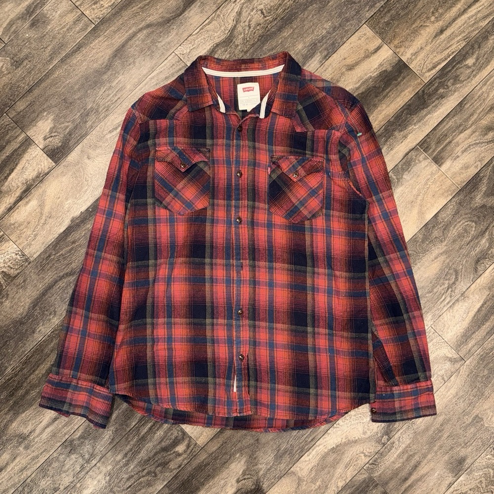 Levi's Casual Button-Down Shirt Long-Sleeve Men's Large Plaid Flannel Everyday